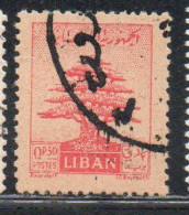 LIBANO LEBANON LIBAN 1951 CEDAR TREE 50c USED USATO OBLITERE' - Lebanon