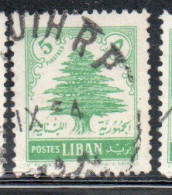 LIBANO LEBANON LIBAN 1954 CEDAR TREE 5p USED USATO OBLITERE' - Lebanon