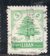 LIBANO LEBANON LIBAN 1954 CEDAR TREE 5p USED USATO OBLITERE' - Lebanon