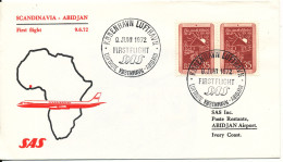 Denmark SAS First Fligh Scandinavia - Abidjan 9-6-1972 - Storia Postale