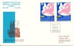 Bulgaria Cover First Flight Swissair DC-9 JET Sofia - Zürich 1-4-1977 - Brieven En Documenten