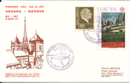 Turkey Cover First Flight Swissair CC-9 JET Ankara - Geneve 6-11-1977 - Storia Postale