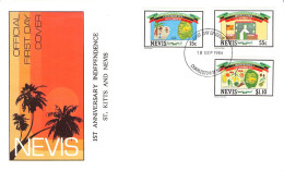 NEVIS - FDC 1984Mi 182-184 1st ANNIV OF INDEPENDENCE / *2025 - St.Kitts-et-Nevis ( 1983-...)