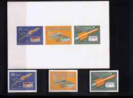 Germany/Deutschland 1961 Rocket Mail-25 Years Of Zucker Rocket Flight Trials - Interesting Labels Imperforated Set+block - Ungebraucht
