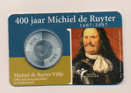 400 Jaar Michiel De Ruyter 1607 2007   ( Vijfje )   ZILVER      2 SCANS - Paesi Bassi