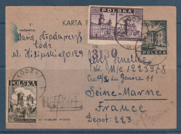 Pologne - Entier Postal En Recommandé - Avec Complément D'affranchissement - Pour La France - 1946 - Interi Postali