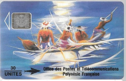 CARTE-PUCE-POLYNESIE-PF12Aa-30U-2/93-SC5-SOLEIL LEVANT-R°GLACE-/V°Bleu-LOT N°00232-2 0 Env-Utilisé-TBE - French Polynesia