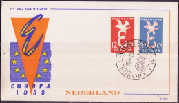 Europa CEPT 1958 Pays Bas - Netherlands - Niederlande FDC3 Y&T N°691 à 692 - Michel N°718 à 719 - 1958