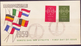 Europa CEPT 1959 Pays Bas - Netherlands - Niederlande FDC1 Y&T N°708 à 709 - Michel N°735 à 736 - 1959