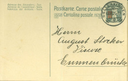 SUISSE / CARTE POSTALE DE 7cts 1/2 GRIS SURCHARGE 10cts EN ROUGE ARBALETTE - Entiers Postaux