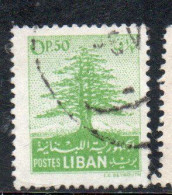 LIBANO LEBANON LIBAN 1952 CEDAR TREE 50c USED USATO OBLITERE' - Lebanon