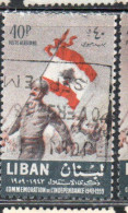 LIBANO LEBANON LIBAN 1959 AIR POST MAIL AIRMAIL INDEPENDENCE SOLDIERS AND FLAG 40p USED USATO OBLITERE' - Lebanon