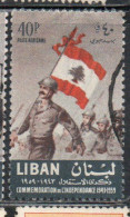 LIBANO LEBANON LIBAN 1959 AIR POST MAIL AIRMAIL INDEPENDENCE SOLDIERS AND FLAG 40p USED USATO OBLITERE' - Lebanon