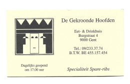 Gent Burgstraat Eet & Drinkhuis De Gekroonde Hoofden Etiquette Visitekaartje Htje - Cartes De Visite