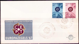 Europa CEPT 1967 Pays Bas - Netherlands - Niederlande FDC1 Y&T N°850a à 851a - Michel N°878y à 879y - Fluorescent - 1967