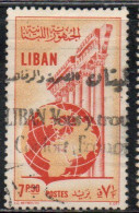 LIBANO LEBANON LIBAN 1955 GLOBE AND COLUMNS 7.50p USED USATO OBLITERE' - Lebanon