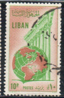 LIBANO LEBANON LIBAN 1955 GLOBE AND COLUMNS 10p USED USATO OBLITERE' - Lebanon