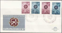 Europa CEPT 1967 Pays Bas - Netherlands - Niederlande FDC Y&T N°850 à 851a - Michel N°878x à 879y - 4 Timbres - 1967