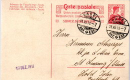 SUISSE / ENTIER POSTAL / CARTE POSTALE DE 10 Cts ROUGE HELVETIA  UNION POSTALE UNIVERSELLE 1911 - Stamped Stationery