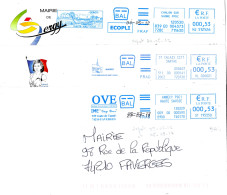 EMA Machine BAL Empreintes En Bleu FRAD Et FRAF 3 Enveloppes Différentes - Postmarks