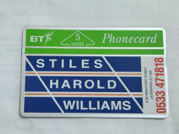 United Kingdom-(BTP028)-stiles Harold-LEICESTER-(28)(5units)(130K40230)(tirage-3.493)(price Cataloge-3.00£-mint) - BT Emissions Privées