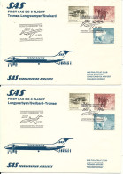 Norway SAS First DC-9 Flight Tromsö - Longyearbyen / Svalbard 2-9-1975 And Return 3-9. 2 Covers - Lettres & Documents