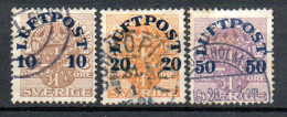 Col33 Suede Sweden Sverige Aerein 1920 N° 1 à 3 Oblitéré  Cote :  51,00€ - Used Stamps