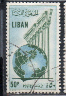 LIBANO LEBANON LIBAN 1955 GLOBE AND COLUMNS 50p USED USATO OBLITERE' - Lebanon