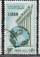 LIBANO LEBANON LIBAN 1955 GLOBE AND COLUMNS 50p USED USATO OBLITERE' - Lebanon