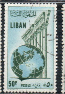 LIBANO LEBANON LIBAN 1955 GLOBE AND COLUMNS 50p USED USATO OBLITERE' - Lebanon