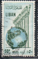 LIBANO LEBANON LIBAN 1955 GLOBE AND COLUMNS 50p USED USATO OBLITERE' - Lebanon