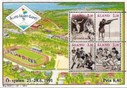 Aland Islands Åland Finland 1991 Aland Island Games Football Soccer Volleyball Etc Set Of 4 Stamps In Block Mint - Blokken & Velletjes