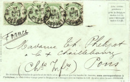 Enveloppe-lettre Illustrée 4 X N° 83 - Oblitération De 1906 Bruxelles Vers Pons - Sobres-cartas