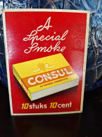 Cigarettes Consul - Pancarte / Display En Carton  ( 17 X 12 Cm) - Objets Publicitaires