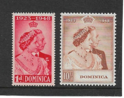 DOMINICA 1948 SILVER WEDDING SET MOUNTED MINT Cat £30 - Dominica (...-1978)