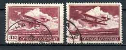 Col33 Tchécoslovaquie Czechoslovakia Aerien 1930 N° 13 I & II Oblitéré  Cote :  6,50€ - Luchtpost