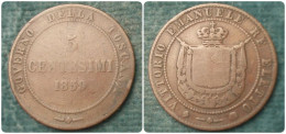 M_p> Vittorio Emanuele II Re Eletto - 5 Centesimi 1859 - GOVERNO DELLA TOSCANA - Piamonte-Sardaigne-Savoie Italiana