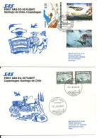 Denmark - Chile SAS First DC-10 Flight Copenhagen - Santiago De Chile 8-1-1983 And Return 9-1-1983 2 Covers - Briefe U. Dokumente