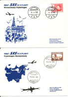 Denmark - Greenland SAS First DC-8 Flight Copenhagen - Narssarssuaq 6-4-1982 And Return 2 Covers - Lettres & Documents