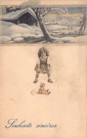 CPA - FANTAISIE - Enfant Aux Mains Sur Les Genoux - Souhaits Sincères - CARTE POSTALE ANCIENNE - Sonstige & Ohne Zuordnung