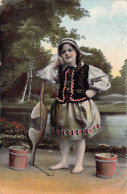 CPA - FANTAISIE - Enfant - Folklore - Pêche - CARTE POSTALE ANCIENNE - Autres & Non Classés