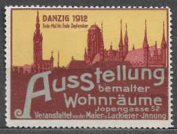 Werbemarke Cinderella Poster Stamp Danzig AUSSTELLUNG BEMALTER Wohnräume 1912 VIGNETTE Reklamemarke Erinnofili - Erinnofilia