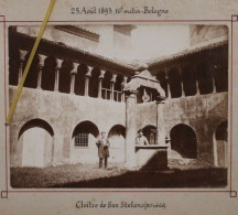 Photo 1893 Bologne Cloitre De San Stefano Italie Tirage Albuminé Albumen Print Vintage - Oud (voor 1900)