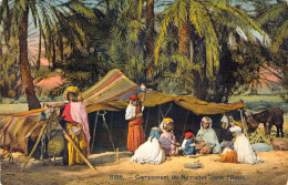 CPA - ALGERIE - Campement De Nomades Dans L'Oasis -  Folklore - CARTE POSTALE ANCIENNE - Andere & Zonder Classificatie