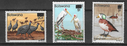 Botswana 1987 MiNr. 396 - 398 Birds African Pygmy Goose, Yellow-billed Stork, Helmeted Guineafowl 3v MLH * 10.00 € - Gänsevögel