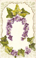 CPA - Fleurs Violettes Parmi Le Trèfle - CARTE POSTALE ANCIENNE - Flores