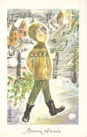 CPA - Nouvel An - Illustration Signée L DOBON - Enfant Chante En Marchant Dans La Neige - CARTE POSTALE ANCIENNE - Neujahr