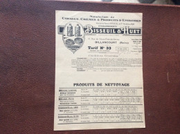 497 DOCUMENT COMMERCIAL Manufacture De CIRAGES CRÈMES & PRODUITS D’ENTRETIEN  Tarif No 33  BILLANCOURT  Année 1926 - Droguerie & Parfumerie