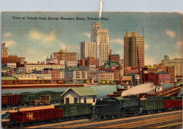 Ohio Toledo View From Across Maumee River Trains In Foreground  - Toledo