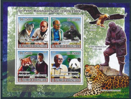 Sao Tome 2008 MNH SS, British Ornithologist Peter Scott, Giant Panda, Gorilla, Animals - Gorilla's